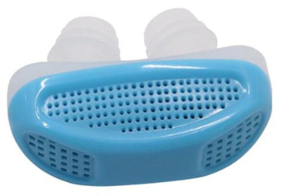Blue and white anti snoring device made of soft medical-grade silicone for comfortable nasal airway support